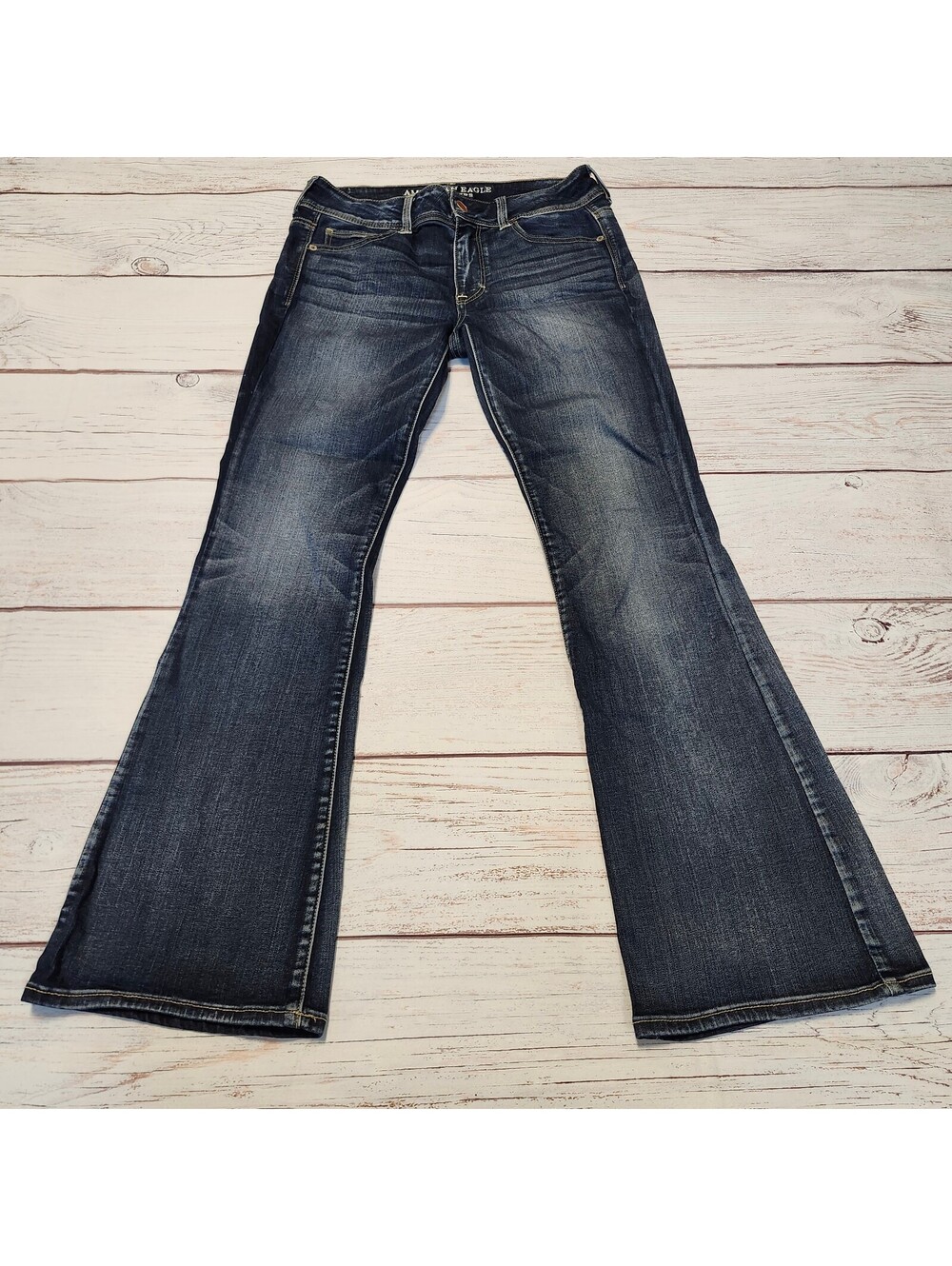 American Eagle Kick Boot Blue Super Stretch Jeans Size 10